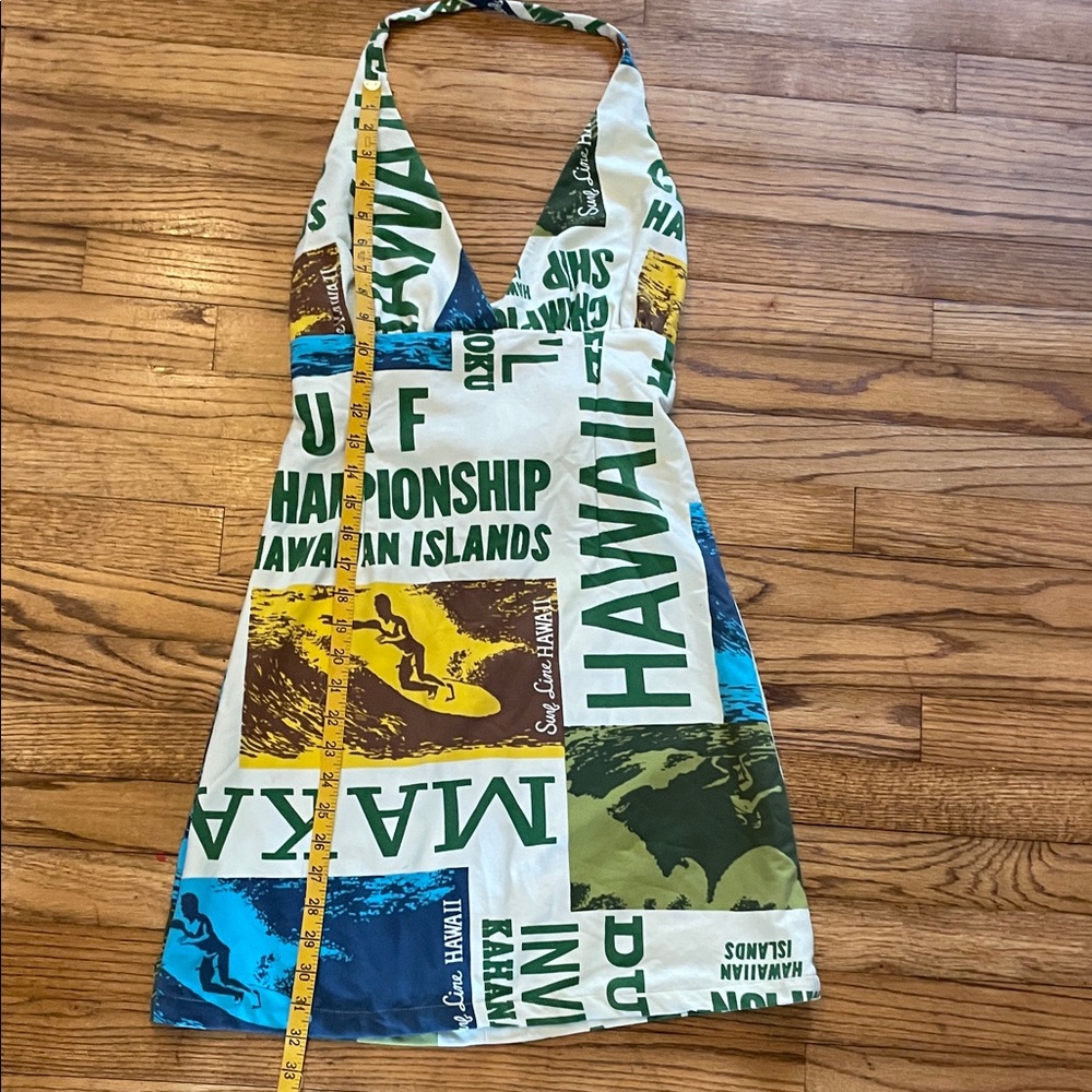 Vintage Surf Line Hawaii Graphic Halter Mini Dress SzXS - Picture 8 of 9